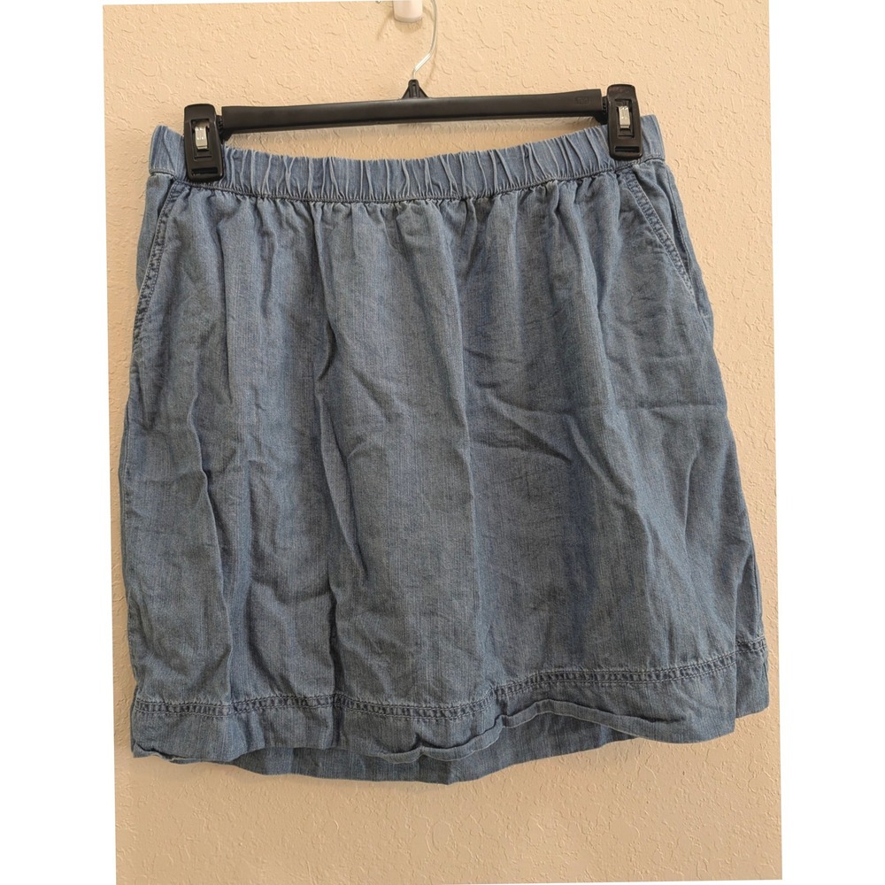 Sonoma Goods for Life Blue Chambray Elastic Waist Pocket Skirt Womens 12